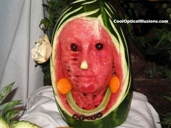 weird funny watermelon face picture